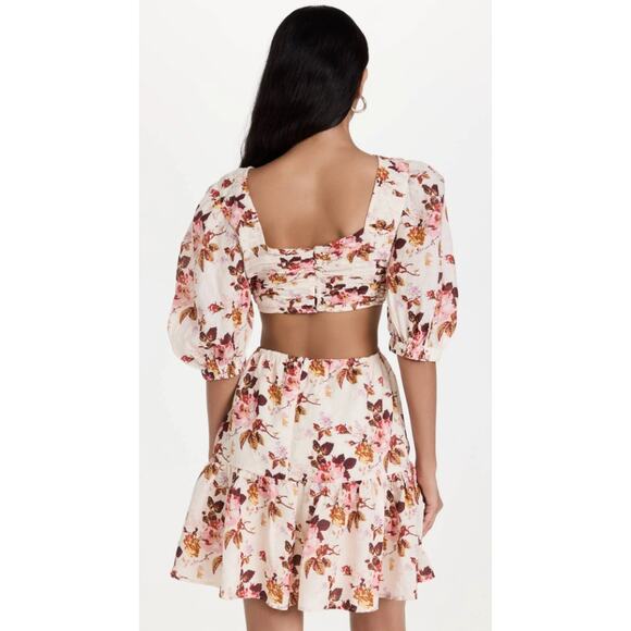 Sea Esme Ivory Floral Print Puff Sleeve Smocked Mini Dress XS - Picture 5 of 6